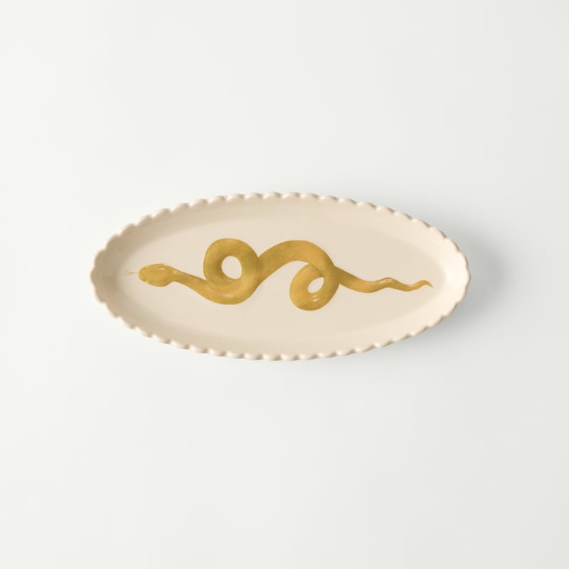 White & Gold  Snake Trinket Dish