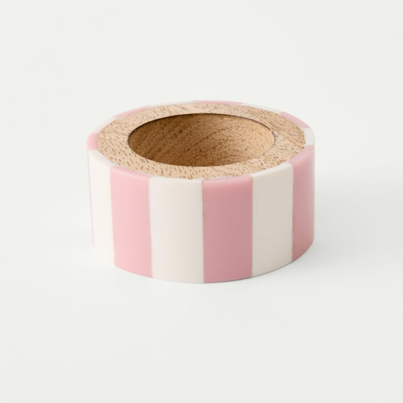Umbria Pink & White Timber Napkin Ring Set of 2