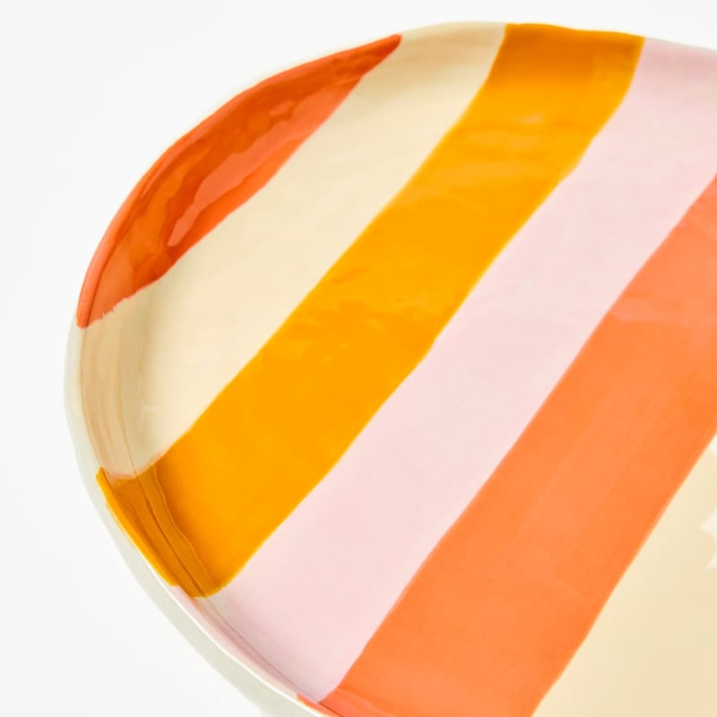 Tuscany Pink & Orange Stripe Round Platter
