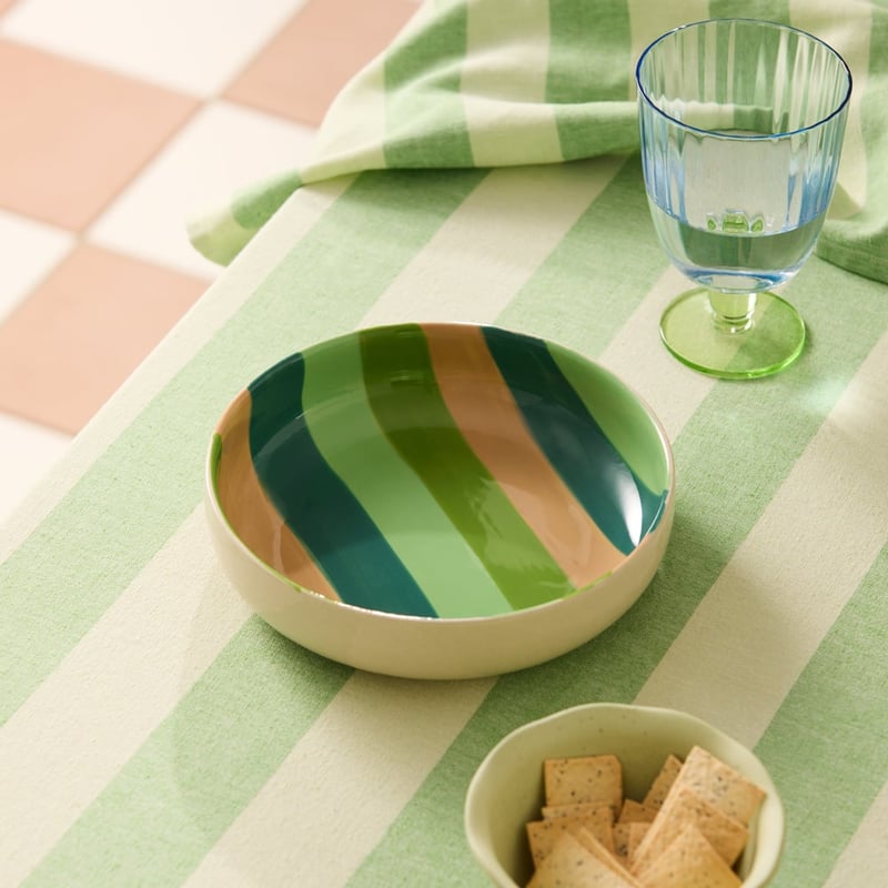 Tuscany Green Stripe Serving Bowl