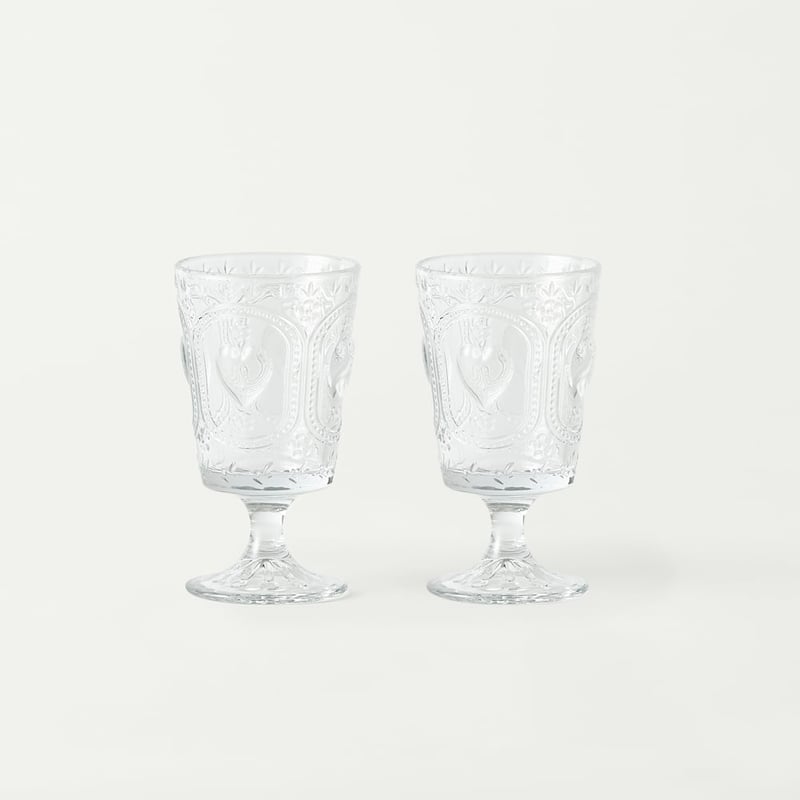 Heart Clear Wine Glass Pack of 2
