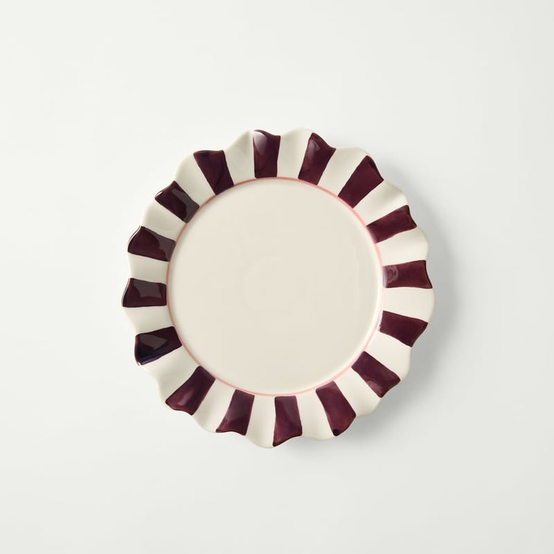 Frill Burgundy Stripe Plate