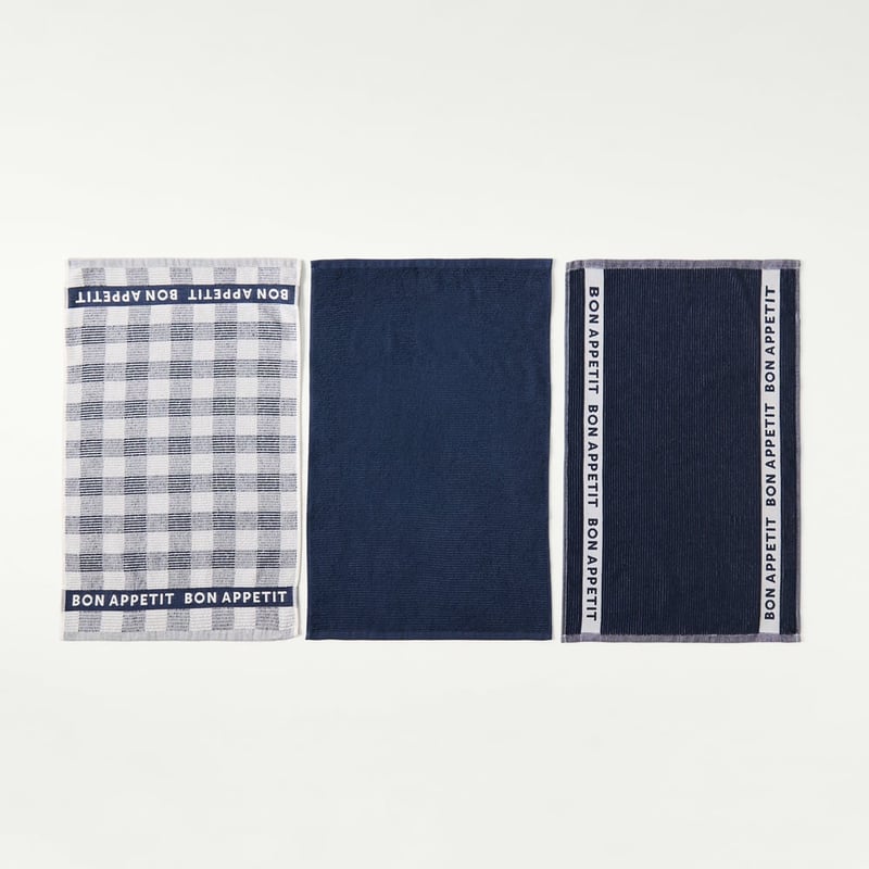 Australian Cotton Navy Tea Towel Pack of 3