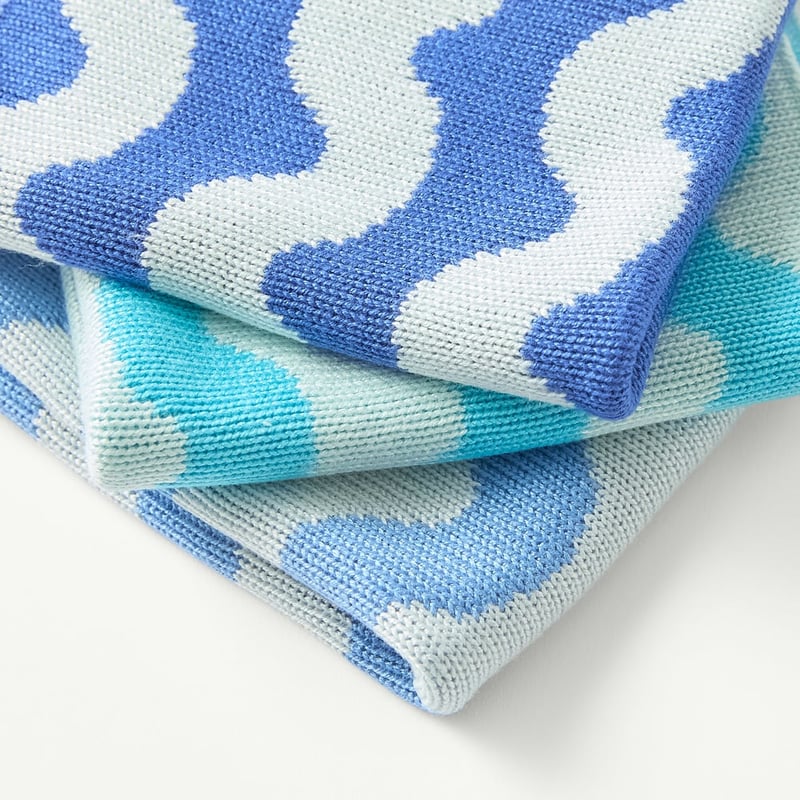 Dallas Blue Waves Bamboo Knitted Washcloths Pack of 3