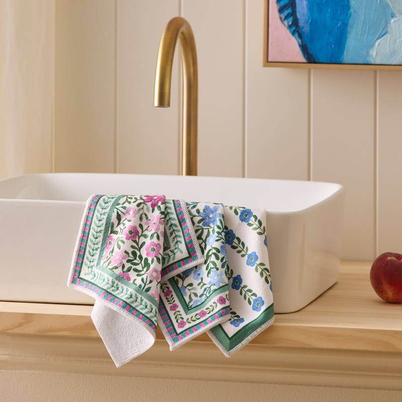 Adeline Flower Fields Microfibre Washcloths Pack of 3