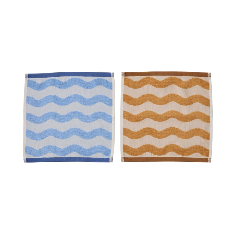 Isla Tan & Blue Washcloth Pack of 2