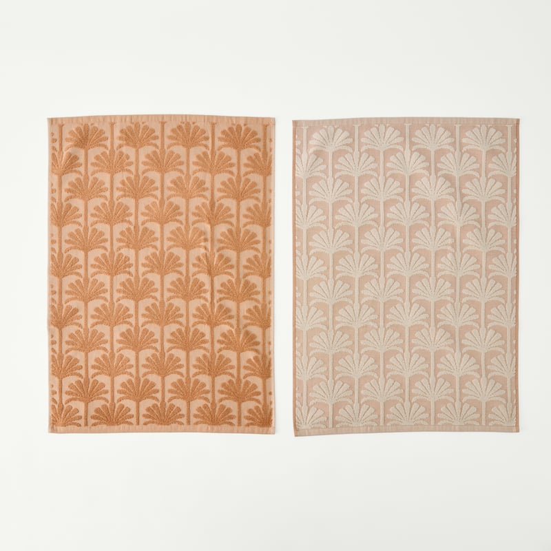 Natures Palm Clay & Natural Tea Towel Pack of 2