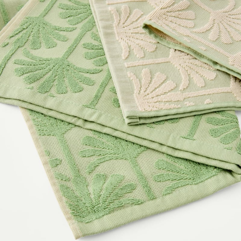 Natures Palm Green & Natural Tea Towel Pack of 2