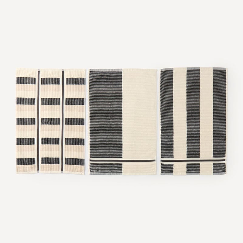 Australian Cotton Liquorice Stripe Tea Towel Pack of 3
