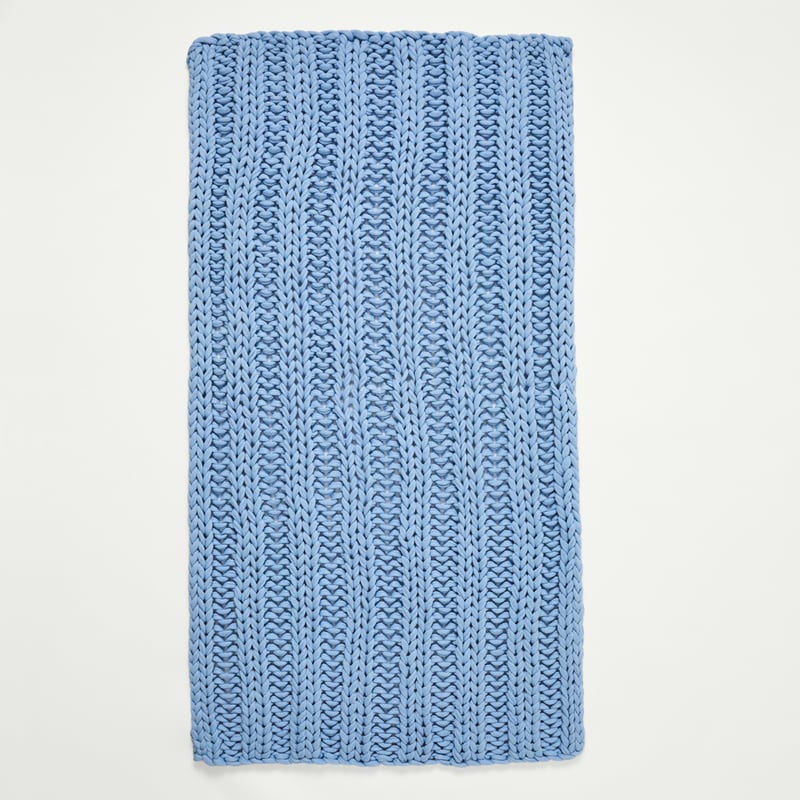 Newport Chambray Blue Chunky Knit Throw