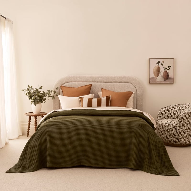 European Turkish Cotton Olive Green Waffle Blanket