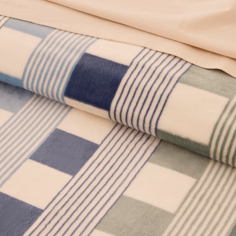 Supersoft Blue & Green Check Blanket