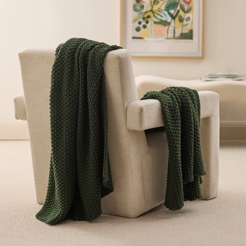 Hallstatt Spinach Chunky Knit Throw