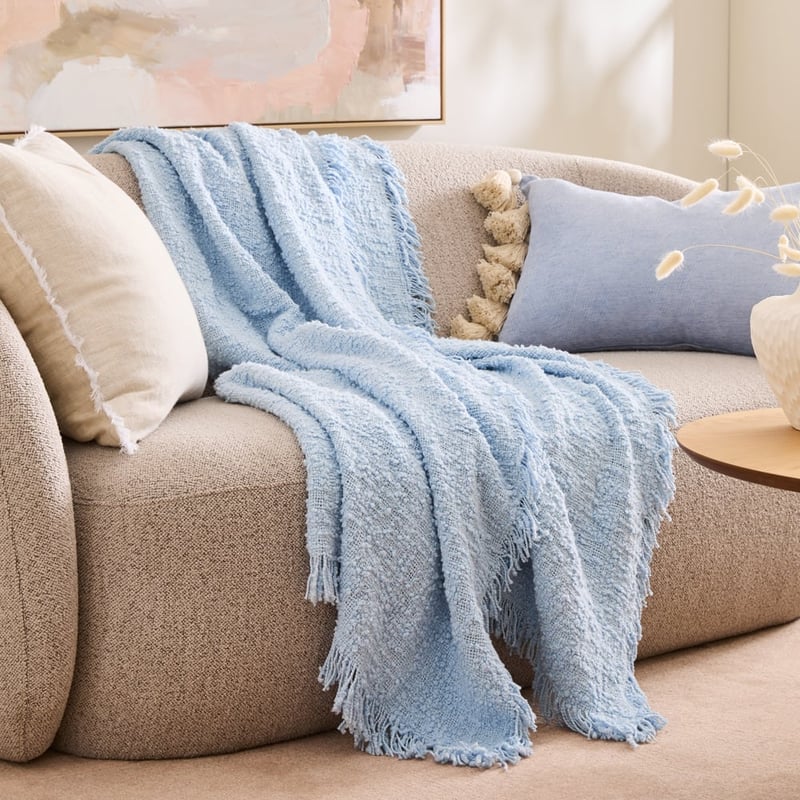 Leiden Cashemere Blue Boucle Throw