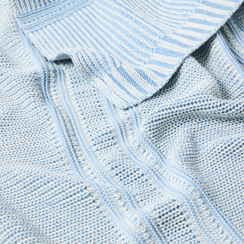 Buxton Chambray Blue Knit Throw