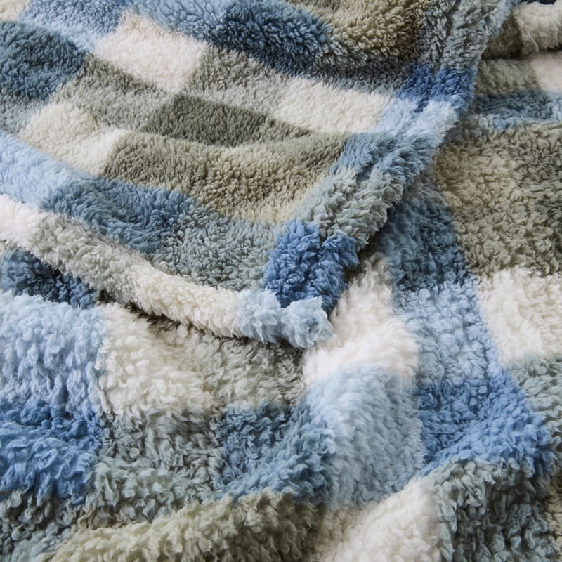 Cloud Green Check Throw