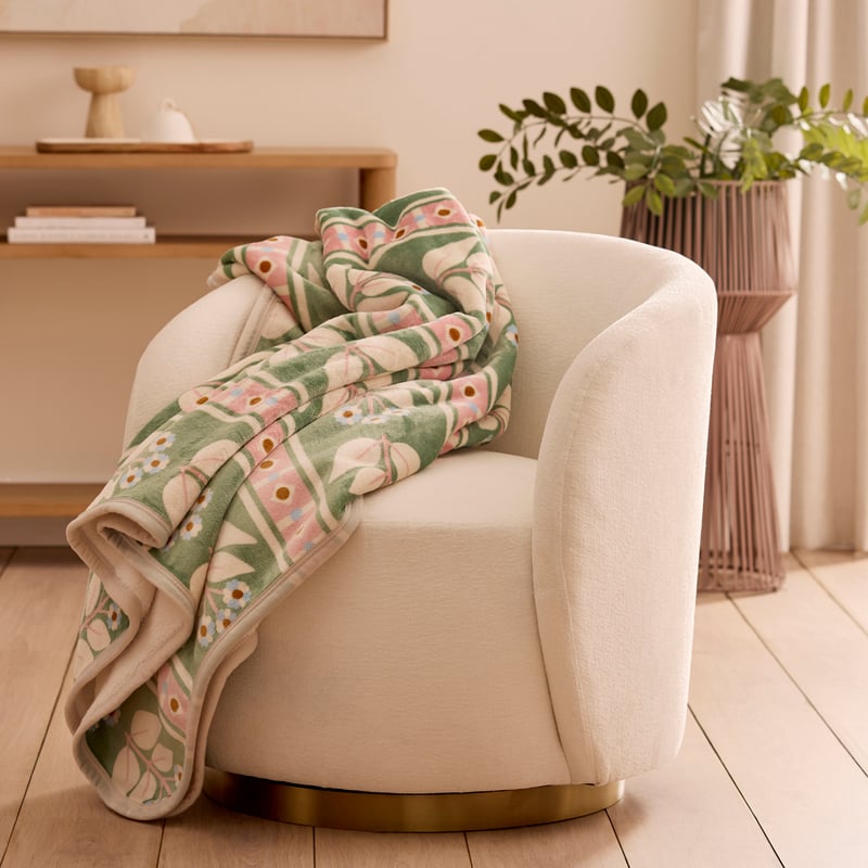 Garden House Floral Sherpa Throw