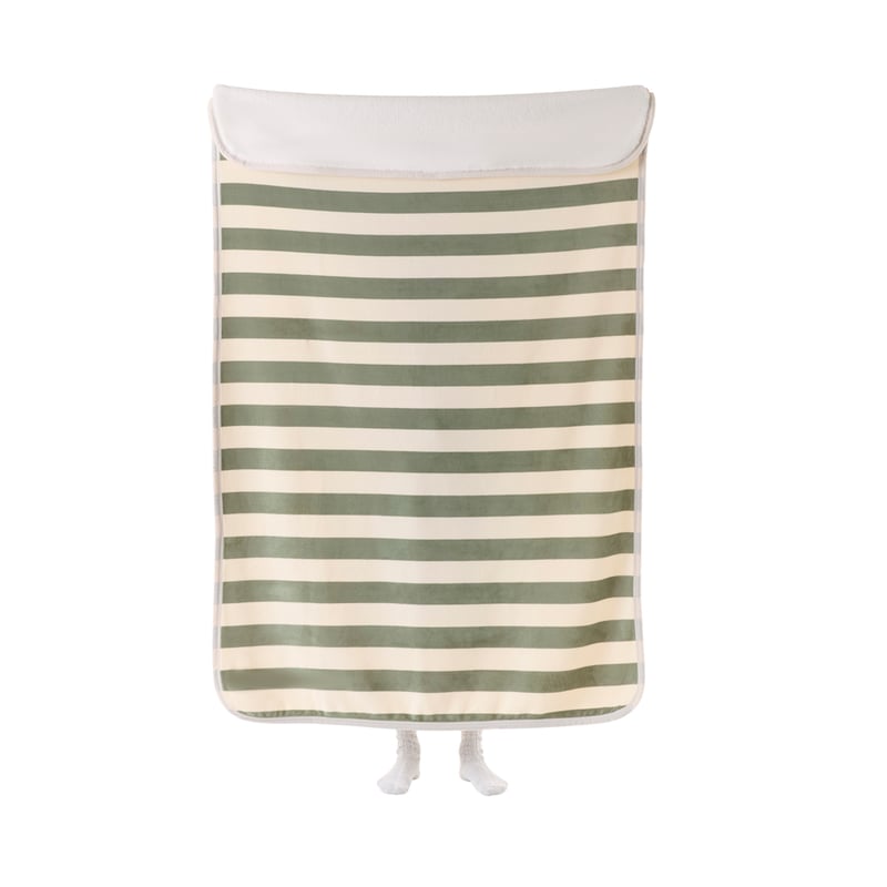 Natural & Green Stripe Sherpa Throw