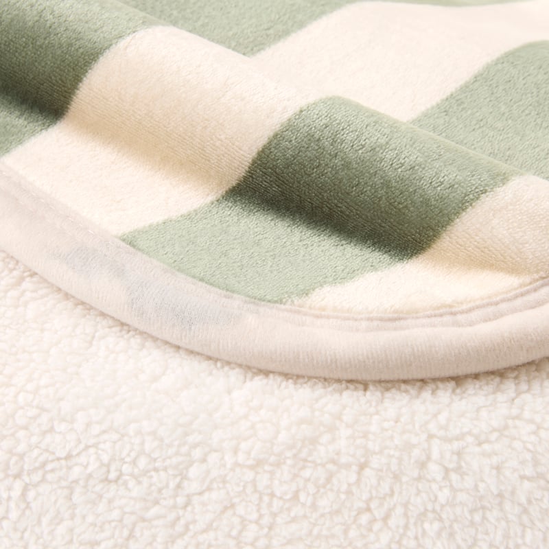 Natural & Green Stripe Sherpa Throw