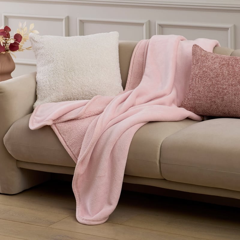 Soft Pink Sherpa Throw