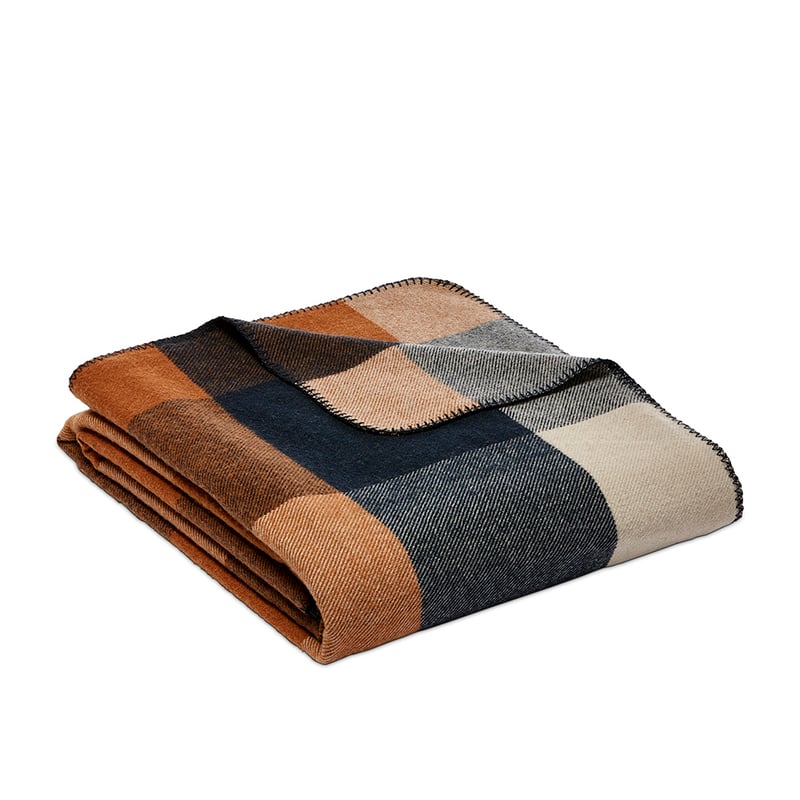 Holland Navy & Brown Wool Blanket
