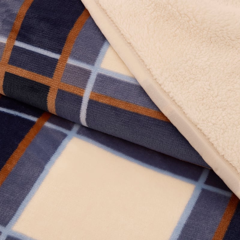 Heritage Check Blue Sherpa Blanket