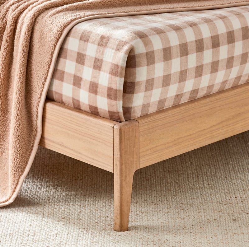 Natural Gingham Sherpa Blanket