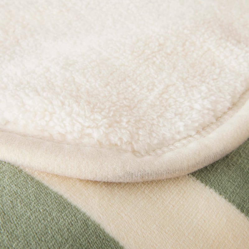 Natural & Green Stripe Sherpa Blanket