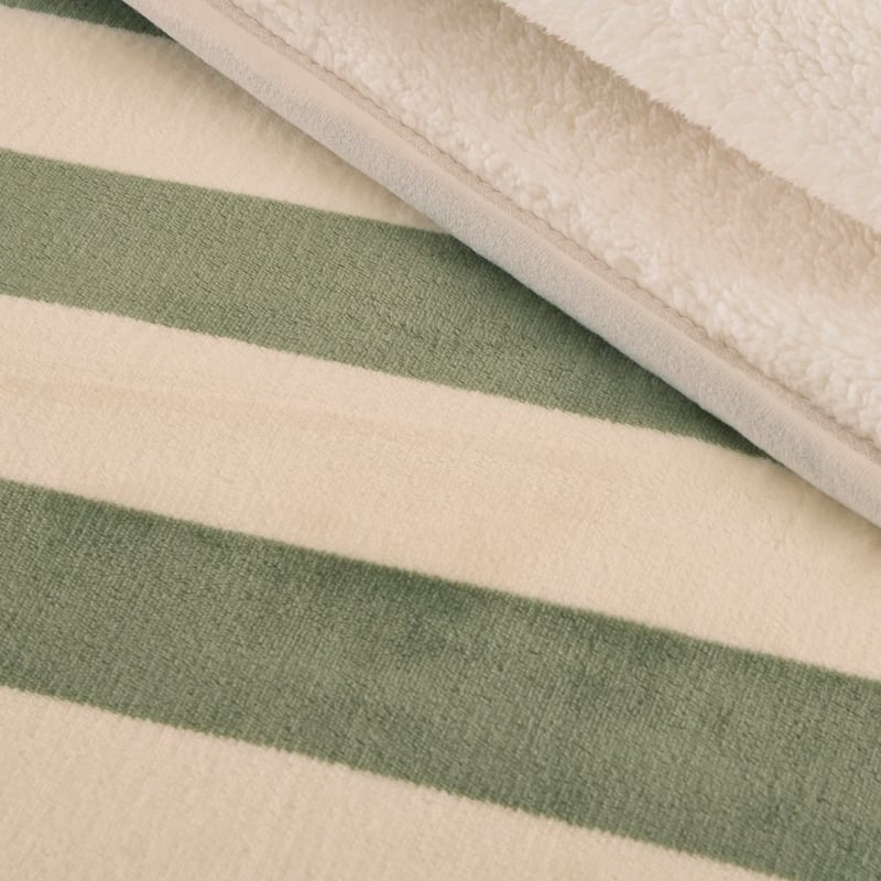 Natural & Green Stripe Sherpa Blanket