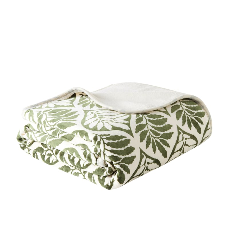 Natural & Olive Leaf Sherpa Blanket