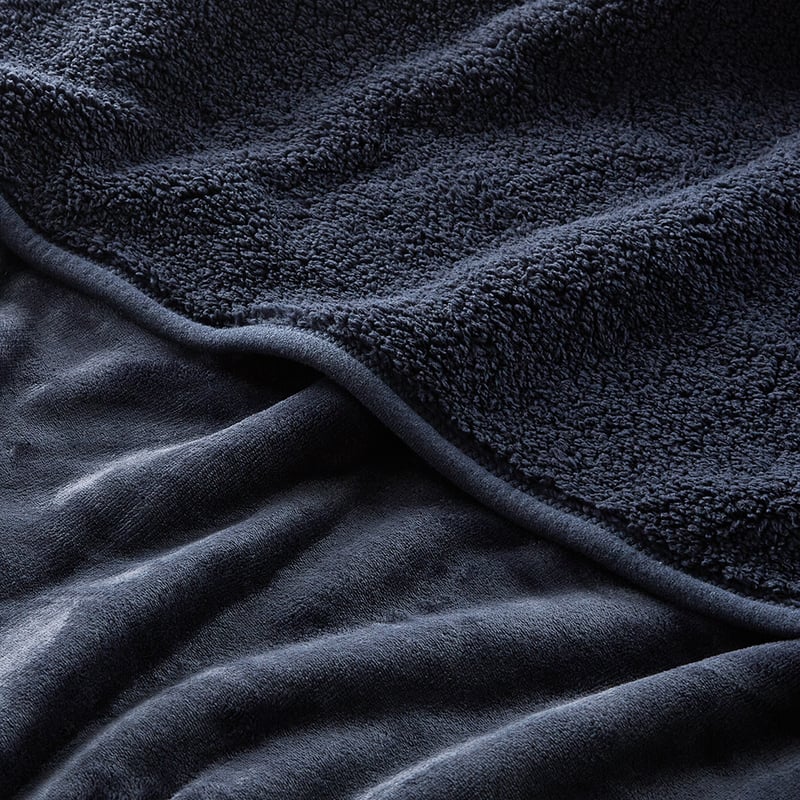 Navy Sherpa Blanket