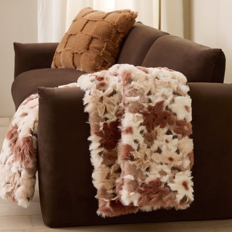 Grace Pink Floral Fur Throw