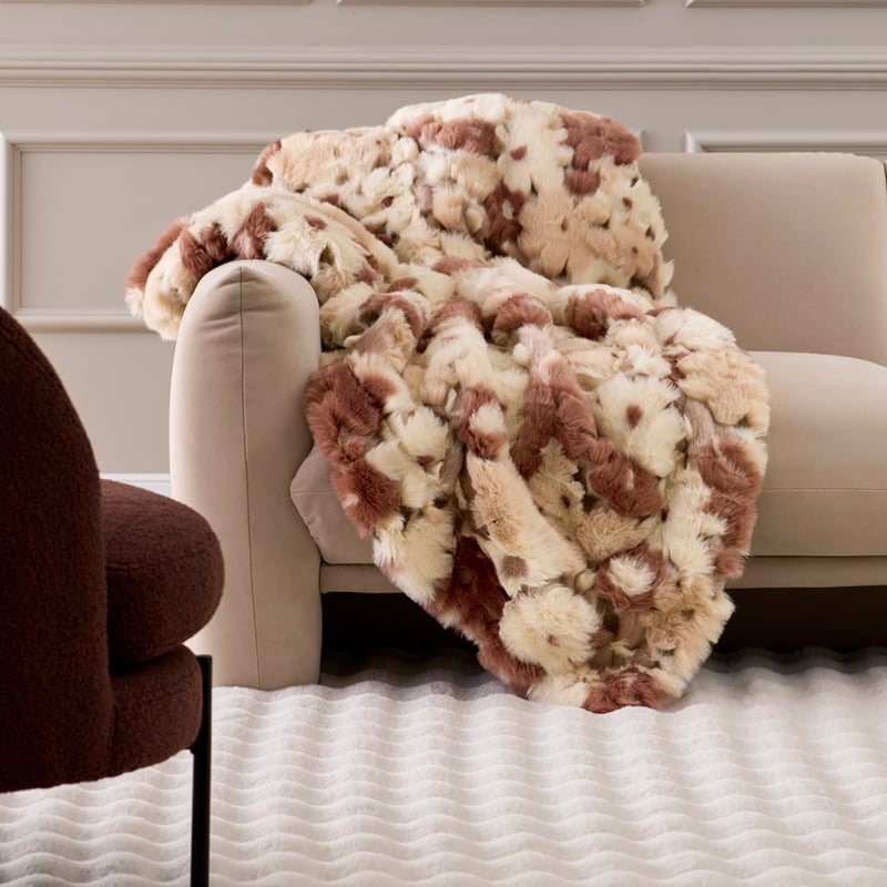 Grace Pink Floral Fur Throw