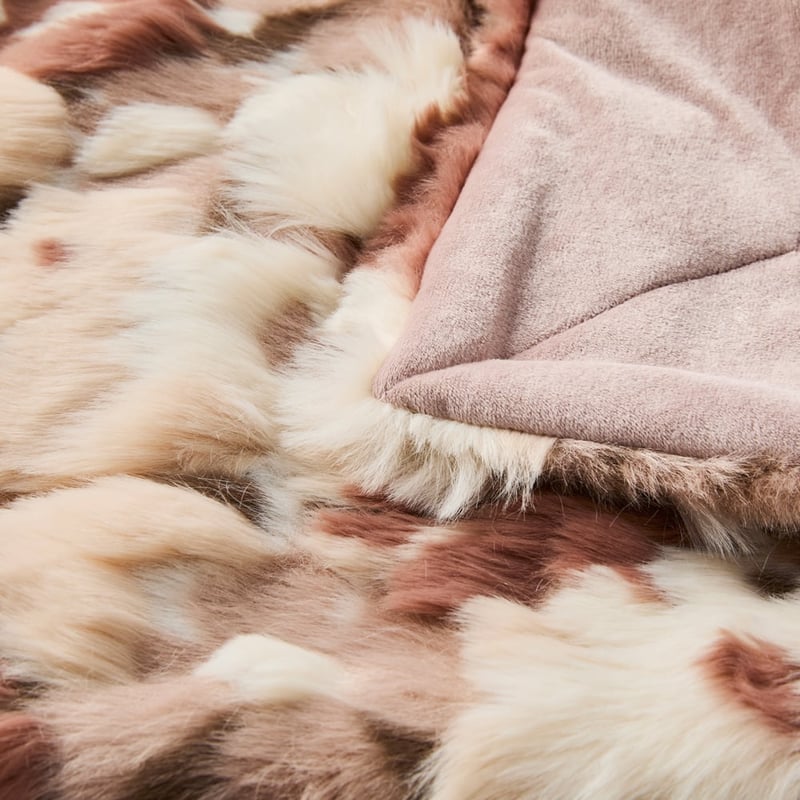 Grace Pink Floral Fur Throw