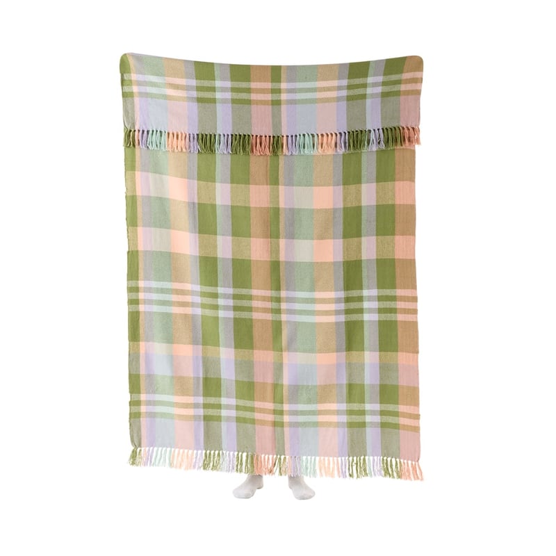 Claudia Check Green & Pink Sand Throw