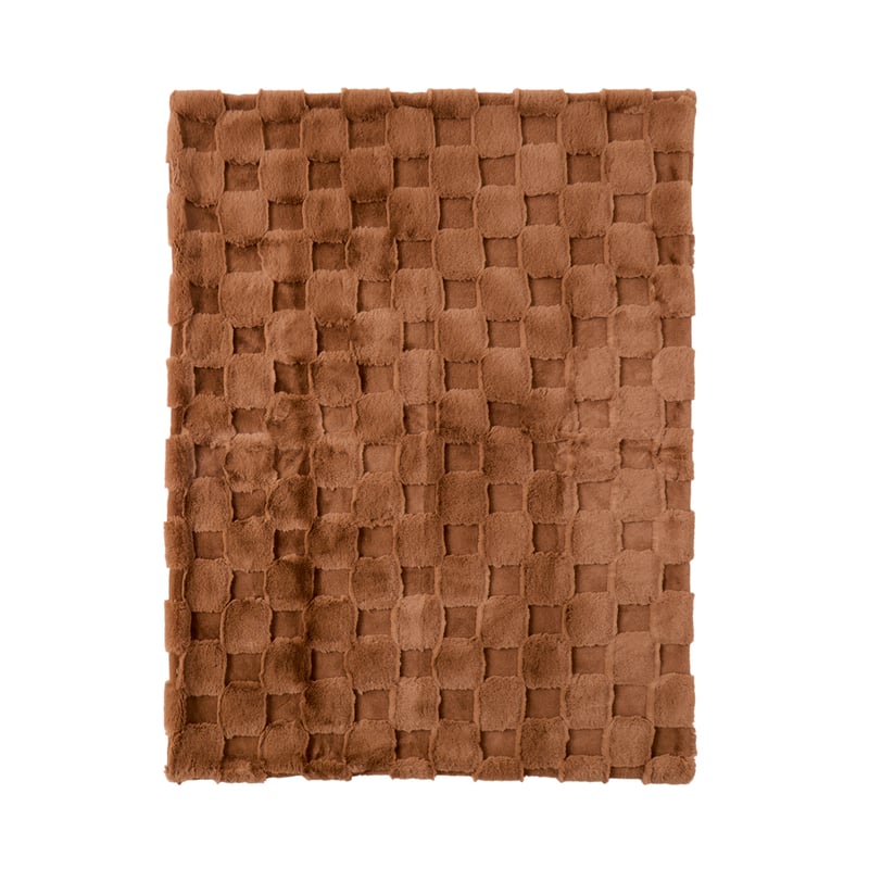 Clea Macchiato Check Fur Throw