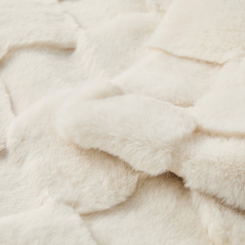 Clea Natural Check Fur Throw