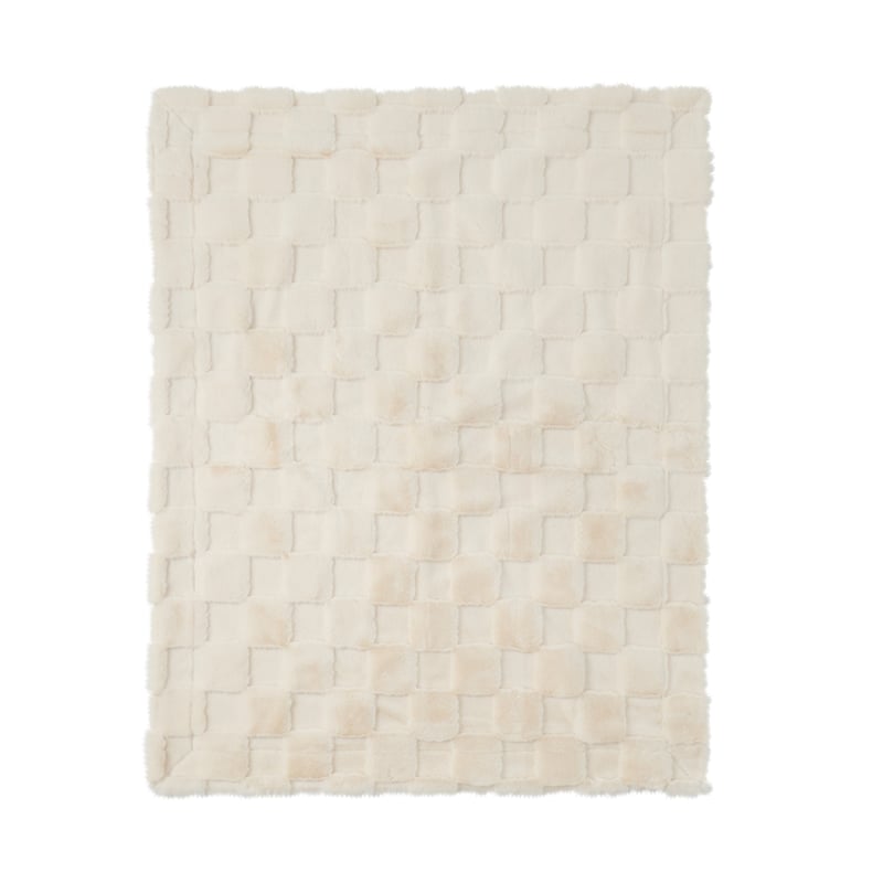 Clea Natural Check Fur Throw