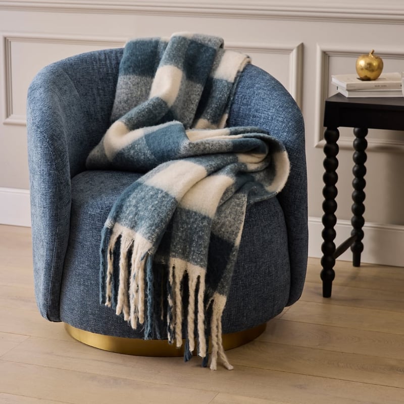 Michigan Navy Check Throw