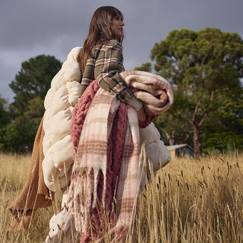 Michigan Rosewood Check Throw