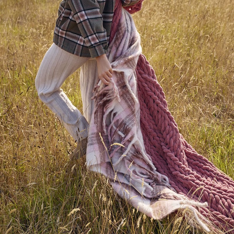 Michigan Rosewood Check Throw