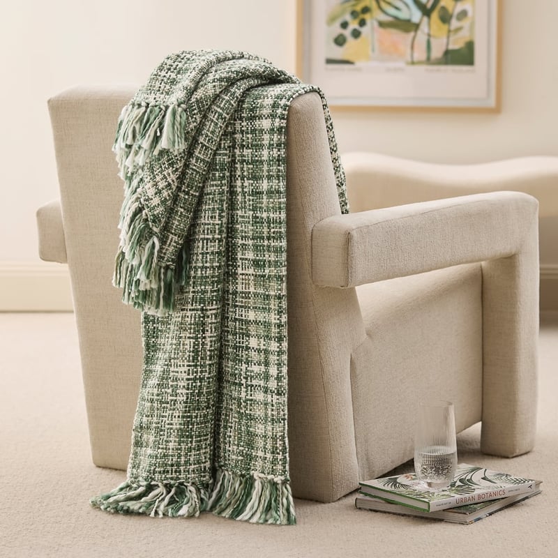 Burleigh Green Boucle Throw