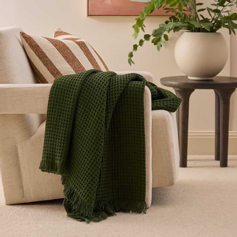 Eira Spinach Waffle Throw