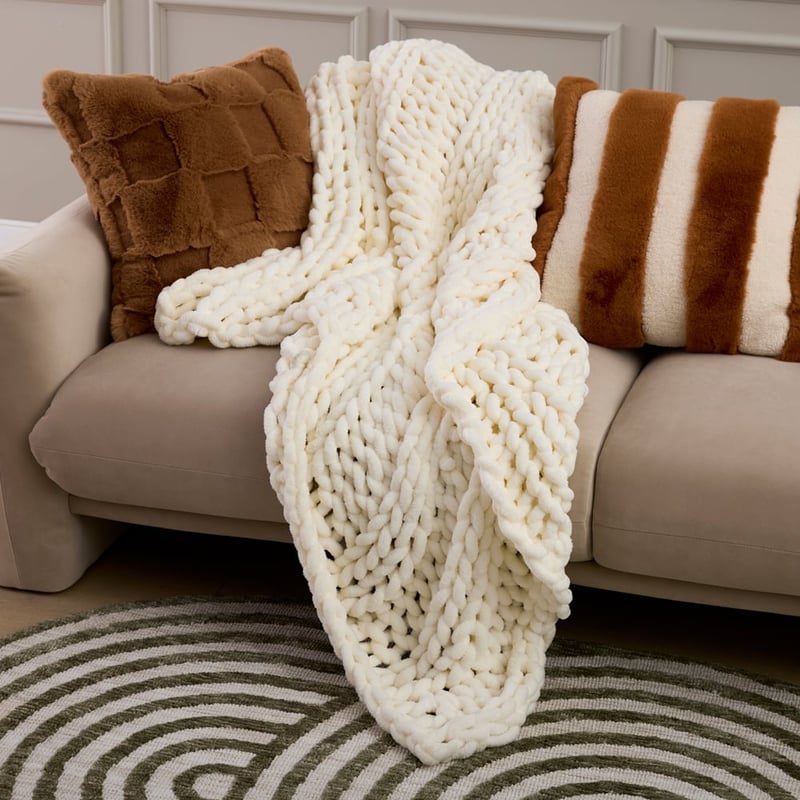 Belmont Natural Chunky Knit Throw