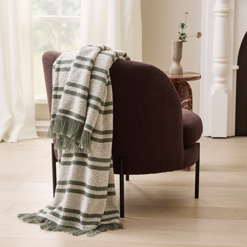 Cameron Olive Green Boucle Throw