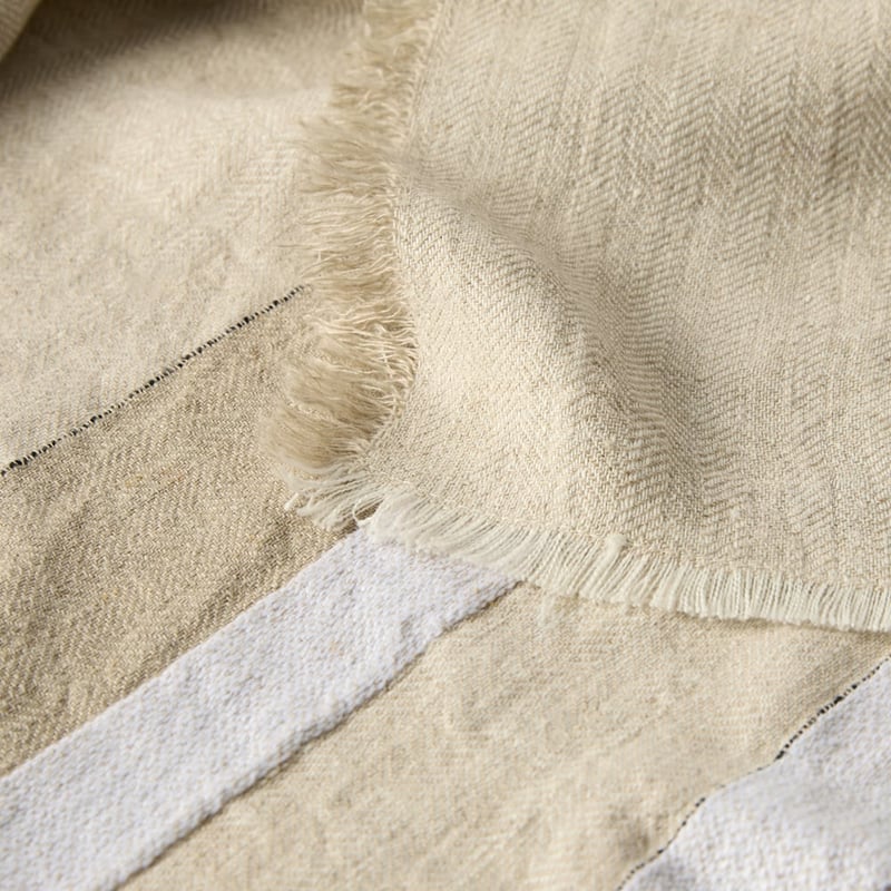 Indra White Linen Throw