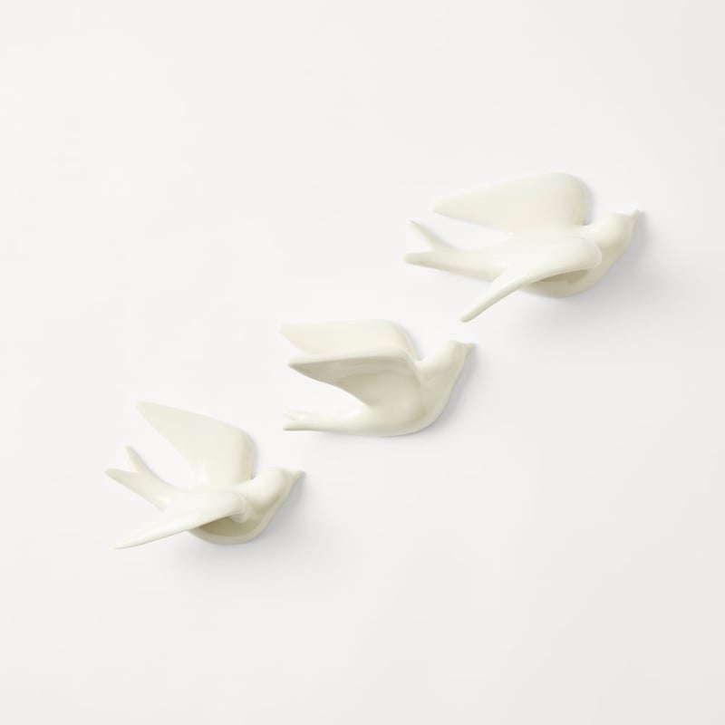 Flying Swallow White Birds Set of 3