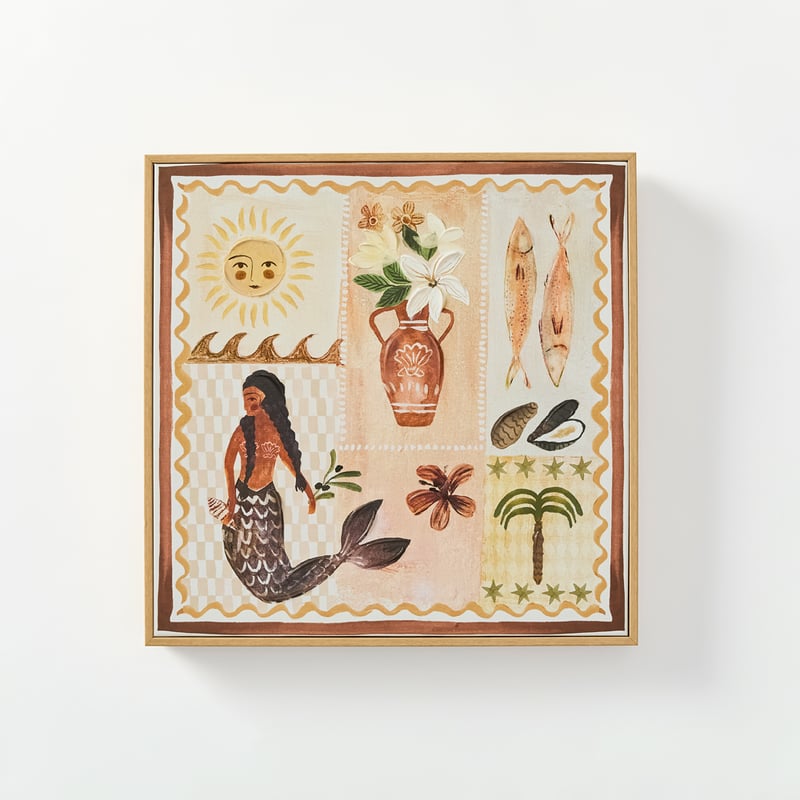 Summer Paradise Mermaid Collage Canvas