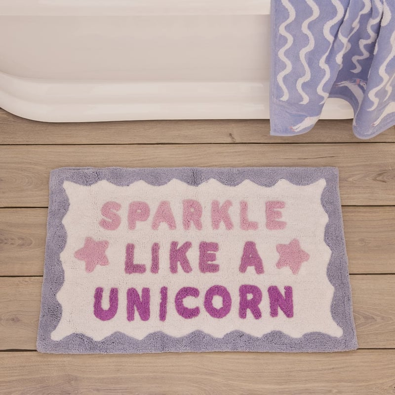 Sparkle Like A Unicorn Lilac Bath Mat