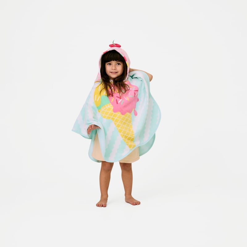 Kids Ice Cream Sundae Beach Hooded Towel